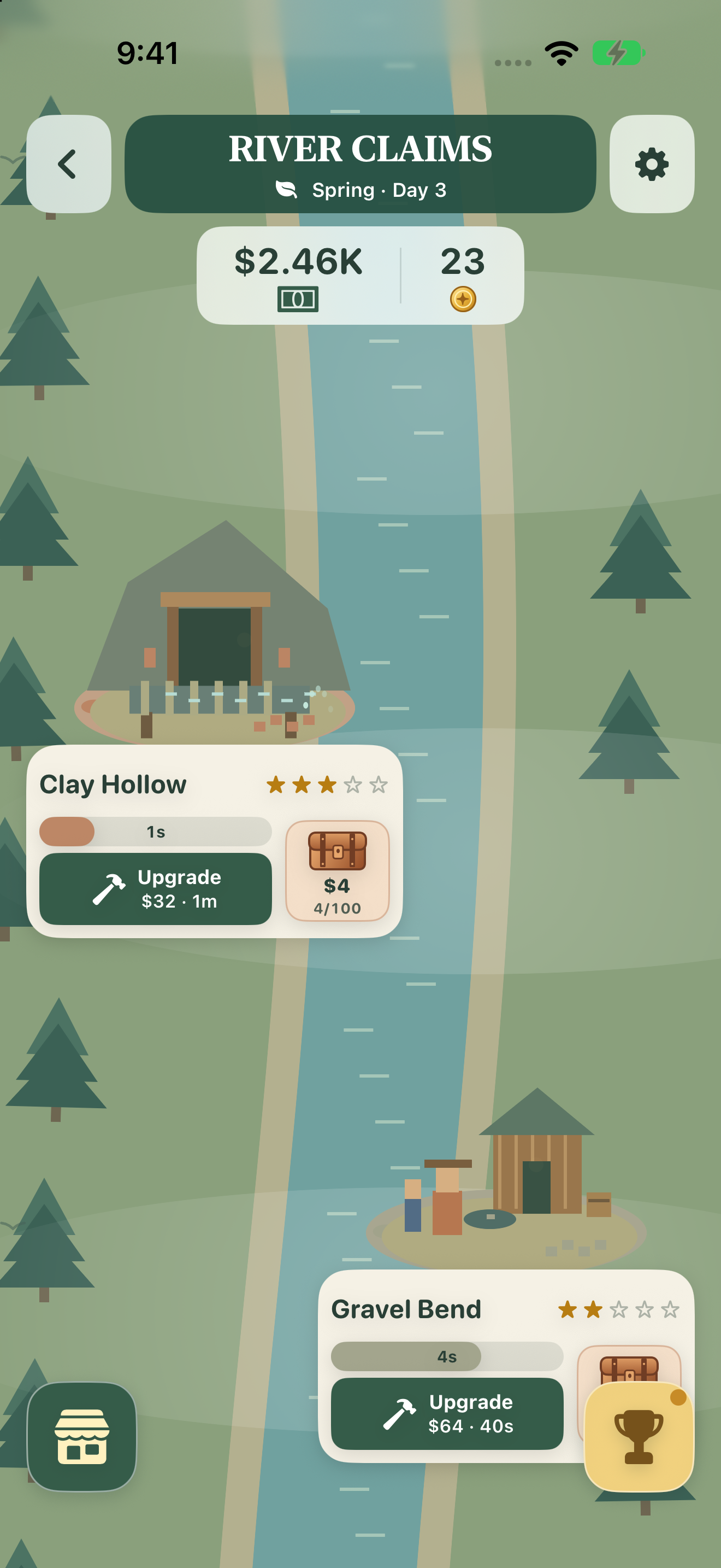 Working clay and gravel mines beside the river